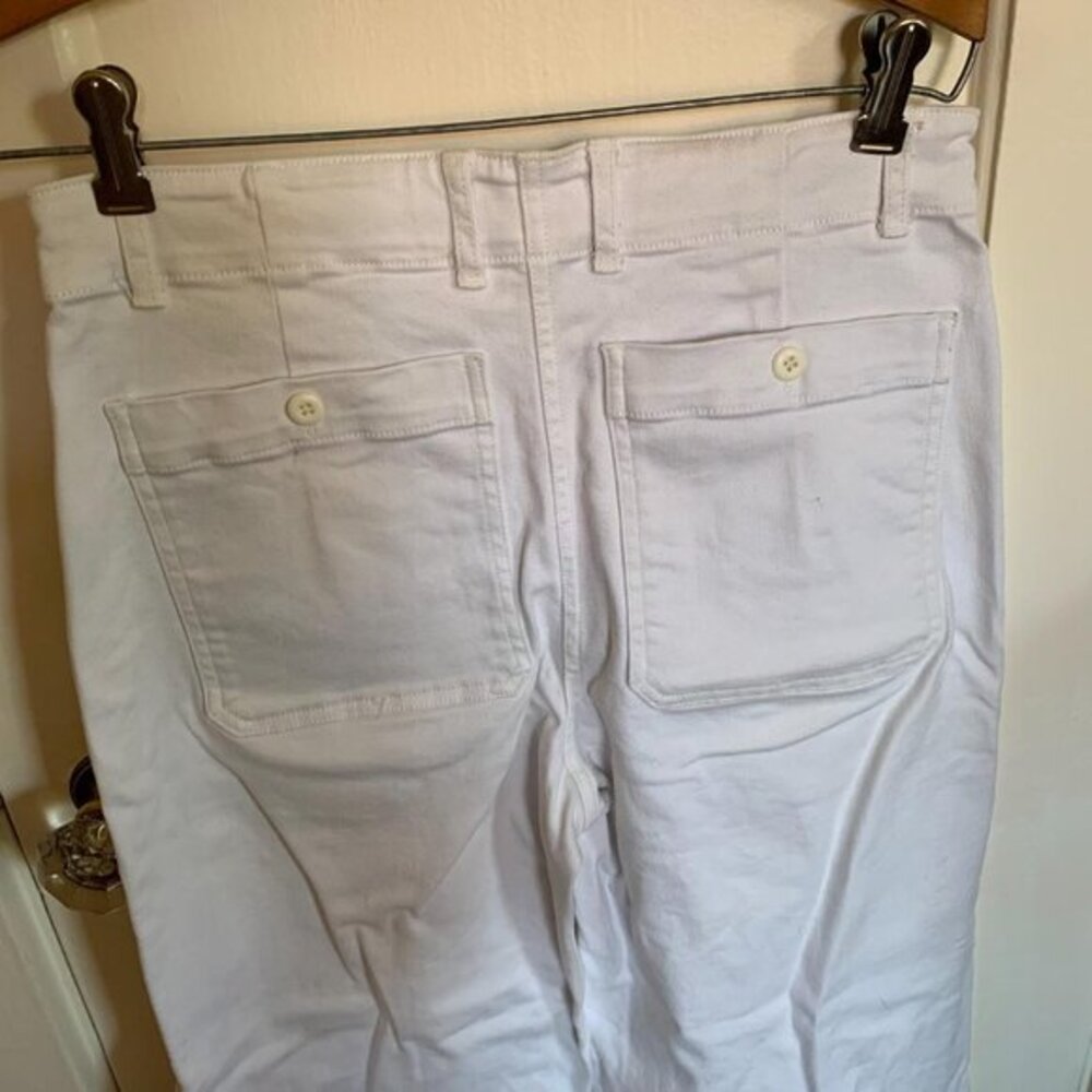 EVERLANE Sz 4 Ecru White Wide Leg Jeans Pants Cropped High Rise Waist Stretch - Picture 4 of 7